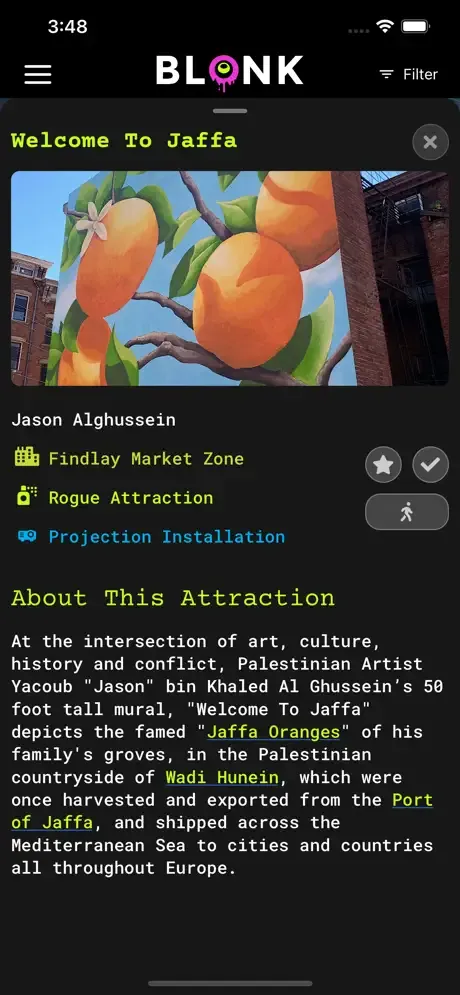 Blonk detail page for the Welcome to Jaffa mural